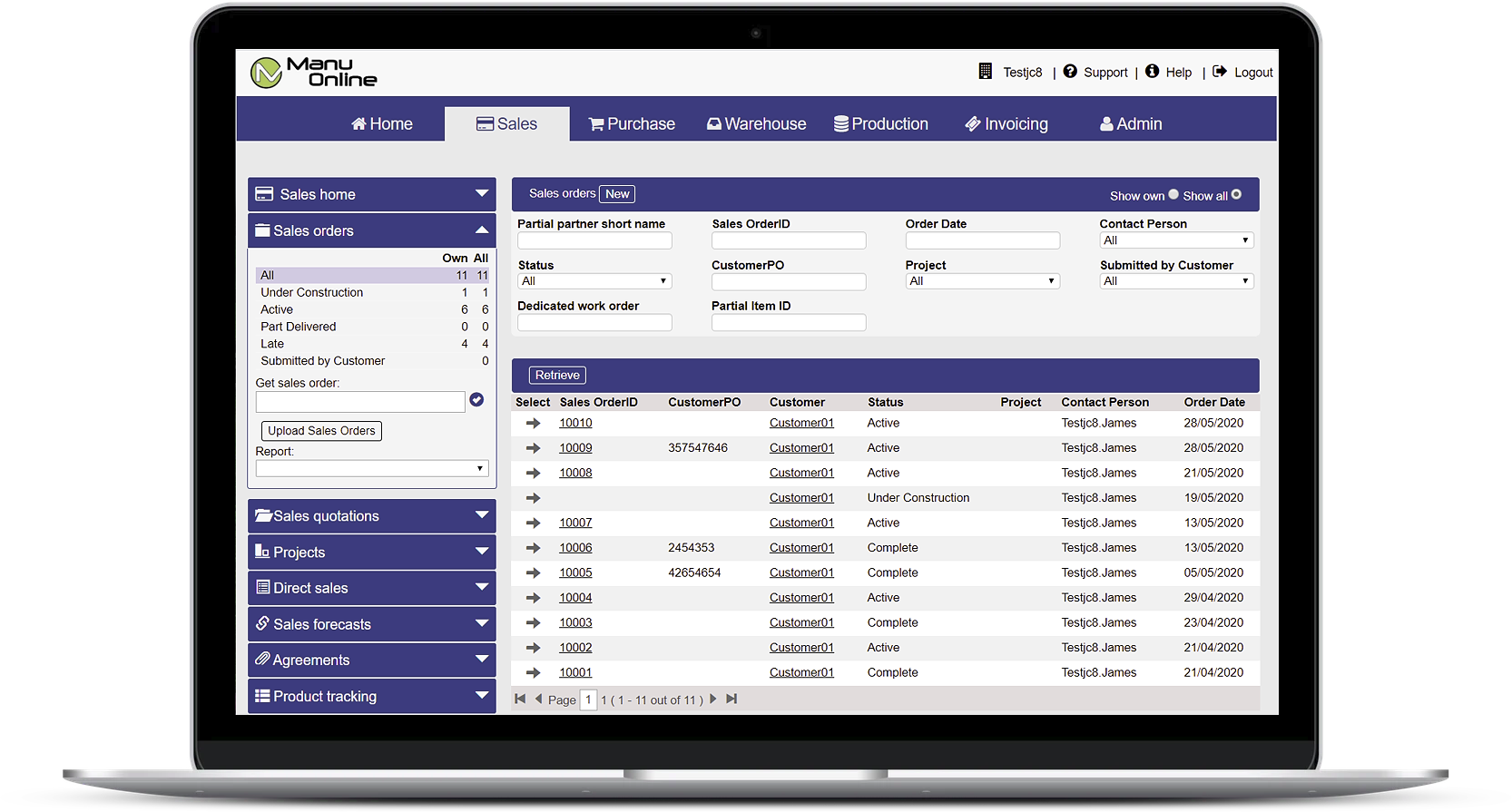 screenshot of Manu Online